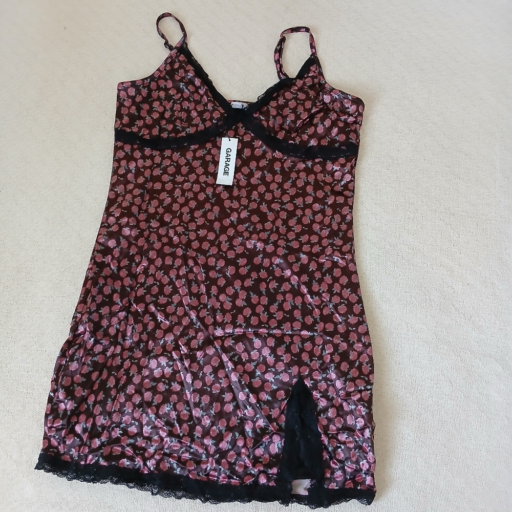 garage ♡ lace trim floral slip dress large cottagecore sexy